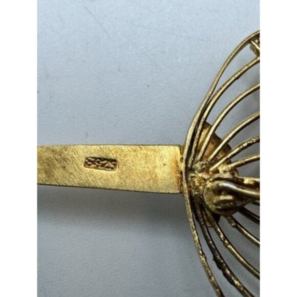 Vintage Sterling Silver Chinese Coral Enamel Filigree Dragon Pin Brooch - Picture 6 of 8